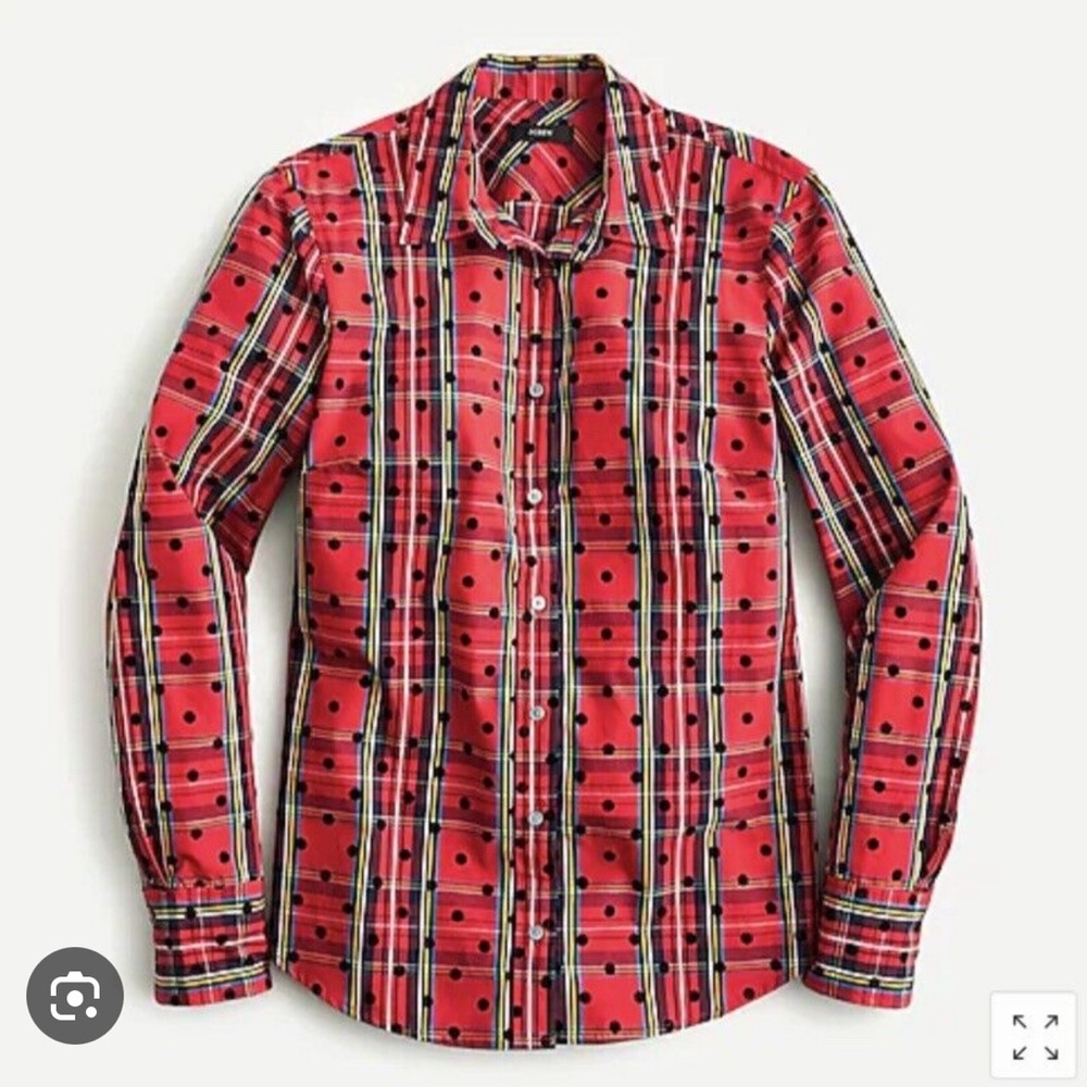J. Crew polka dot Stewart tartan button down